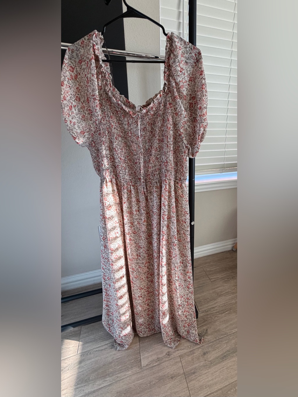 Girls Pink Floral Smocked Waist Dress